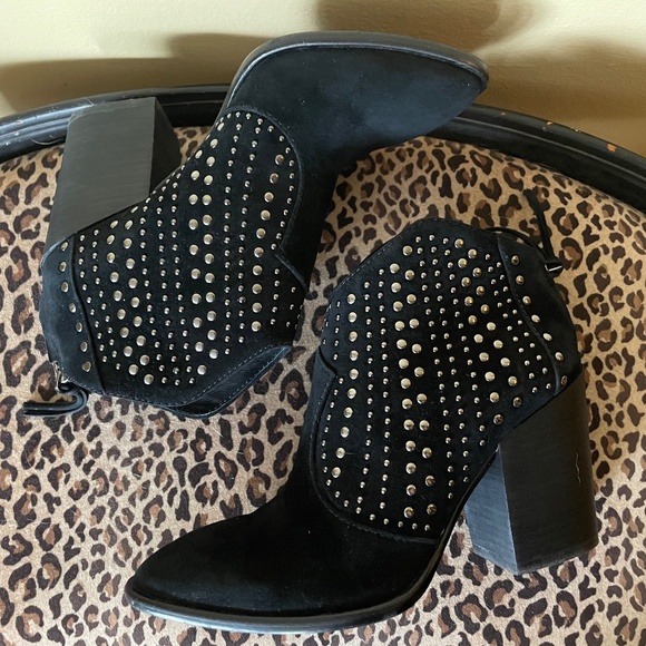 Vince Camuto Shoes - Vince Camuto “Tippie” Black Suede Leather Silver Stud Ankle Bootie Boots